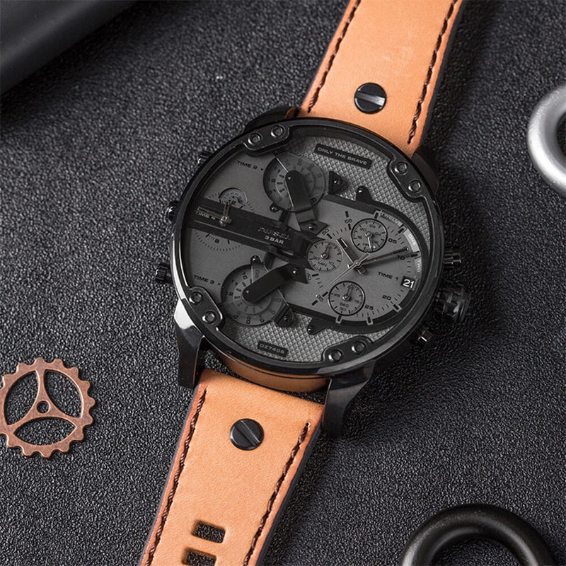 Diesel Mr. Daddy 2.0 Chronograph Grey Dial Brown Leather Strap Watch For Men - DZ7406 Buy Now By Diesel