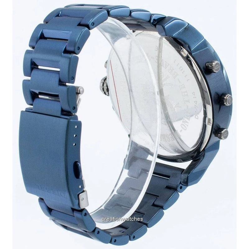 Shop Diesel Daddy 2.0 Chronograph Quartz Grey Dial Blue Steel Strap Watch For Men - DZ7414 in USA