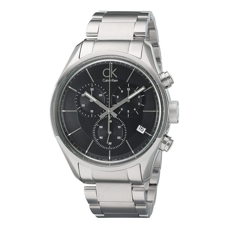 Shop Calvin Klein Masculine Chronograph Black Dial Silver Steel Strap Watch for Men - K2H27104 in USA