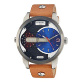 Diesel Mini Daddy Blue & Black Dial Brown Leather Strap Watch For Men - DZ7308 Buy Now By Diesel