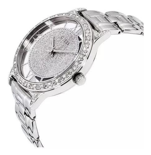 Guess Ethereal Diamonds Silver Dial Silver Steel Strap Watch for Women - W1013L1 Buy Now By Guess
