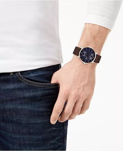 Tommy Hilfiger Hunter Blue Dial Brown Leather Strap Watch for Men - 1791605 Buy Now By Tommy Hilfiger