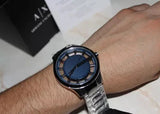 Armani Exchange Hampton Chronograph Blue Dial Silver Steel Strap Watch For Men - AX2178 Buy Now By Armani Exchange