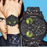 Shop Diesel Big Daddy Chronograph Black Dial Black Leather Strap Watch For Men - DZ7311 in USA