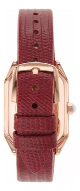 Emporio Armani Gianni T Bar Two-Hand Mother of Pearl Dial Red Leather Strap Watch For Women - AR11467 Buy Now By Emporio Armani