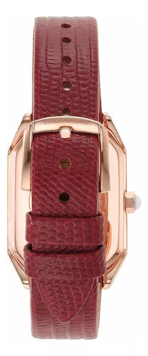 Emporio Armani Gianni T Bar Two-Hand Mother of Pearl Dial Red Leather Strap Watch For Women - AR11467 Buy Now By Emporio Armani