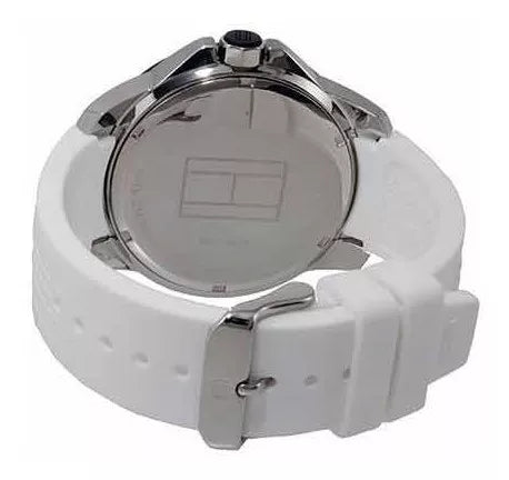 Shop Tommy Hilfiger Sport Black Dial White Rubber Strap Watch for Men - 1790986 in USA