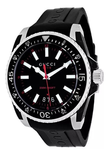 Shop Gucci Dive Quartz Black Dial Black Rubber Strap Watch For Men - YA136303 in USA