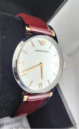 Emporio Armani Gianni T-Bar Quartz Silver Dial Brown Leather Strap Watch For Women - AR11061 Buy Now By Emporio Armani