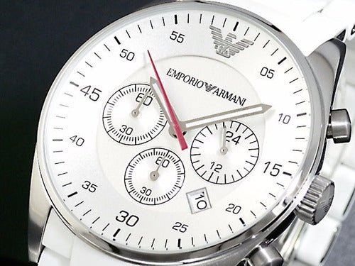 Emporio Armani Sport Chronograph White Dial White Silicone Strap Watch For Men - AR5859 Buy Now By Emporio Armani