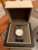 Shop Burberry City Chronograph White Dial Silver Steel Strap Watch For Women - BU9700 in USA