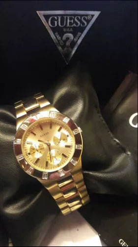 Guess Glisten Analog Gold Dial Gold Steel Strap Watch For Women - W13576l1 Buy Now By Guess