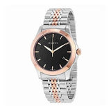 Shop Gucci G Timeless Black Dial Two Tone Steel Strap Watch For Men - YA126410 in USA