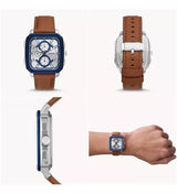 Fossil Inscription Multifunction Silver Dial Brown Leather Strap Watch for Men - BQ2658 Buy Now By Fossil