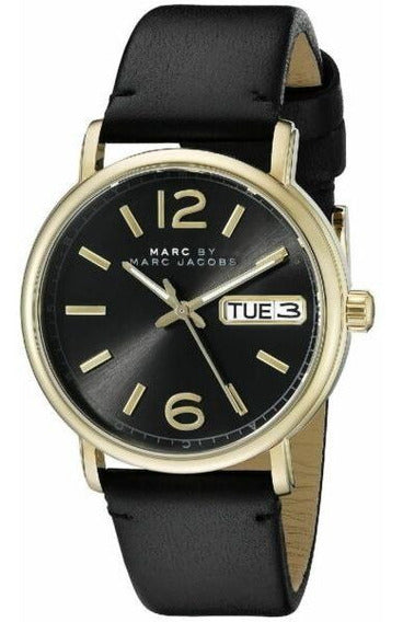 Marc Jacobs Fergus Black Dial Black Leather Strap Watch for Women - MBM8651 Buy Now By Marc Jacobs