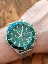 Hugo Boss Admiral Green Dial Silver Mesh Bracelet Watch for Men - 1513905 Buy Now By Hugo Boss