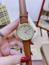 Shop Burberry The Classic Champagne Gold Dial Brown Leather Strap Watch for Women - BU10101 in USA