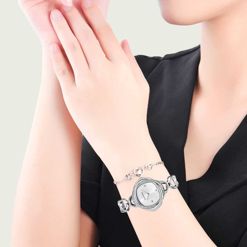 Shop Swarovski Crystal Flower Silver Dial Silver Steel Strap Watch for Women - 5547622 in USA