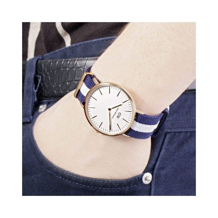 Shop Daniel Wellington Classic Glasgow White Dial Two Tone NATO Strap Watch for Men - DW00100004 in USA