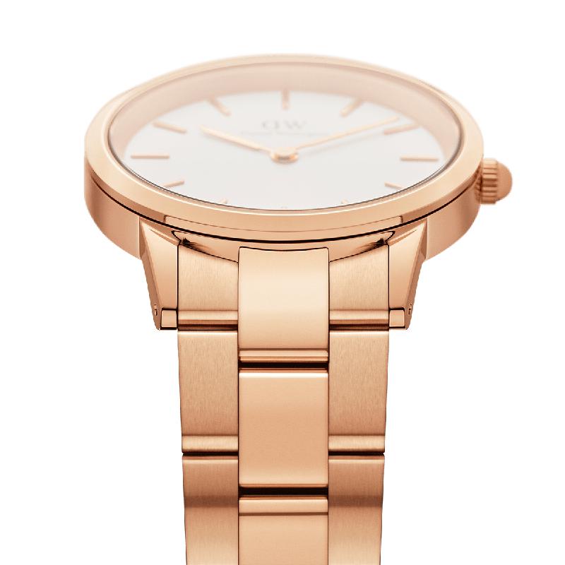 Daniel Wellington Iconic Link White Dial Gold Steel Strap Watch For Men - DW00100343 Buy Now By Daniel Wellington