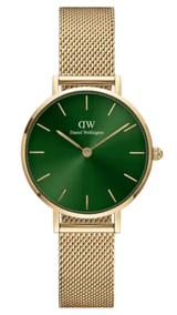 Daniel Wellington Petite Emerald Green Dial Gold Mesh Strap Watch For Women - DW00100479 Buy Now By Daniel Wellington