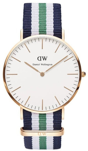 Shop Daniel Wellington Classic Nottingham White Dial Two Tone NATO Strap Watch For Men - 0108DW in USA