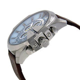 Diesel Mega Chief Light Blue Dial Brown Leather Strap Watch For Men - DZ4281