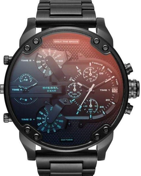 Shop Diesel Mr Daddy 2.0 Black Dial Black Stainless Steel Watch For Men - DZ7395 in USA