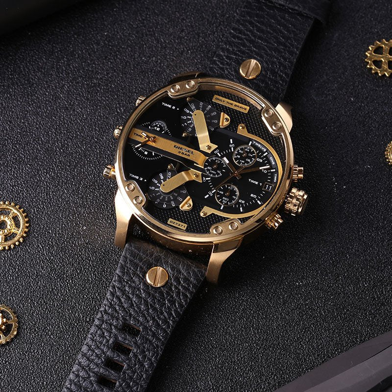 Diesel Mr Daddy Chronograph Black Dial Black Leather Strap Watch For Men - DZ7371 Buy Now By Diesel