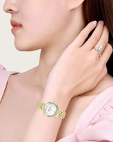 Swarovski Lovely Crystals White Dial Gold Steel Strap Watch for Women - 5242895 Buy Now By Swarovski