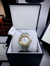 Gucci Dive Automatic 18K Gold Silver Dial Silver Steel Strap Watch for Men - YA136357 Buy Now By Gucci