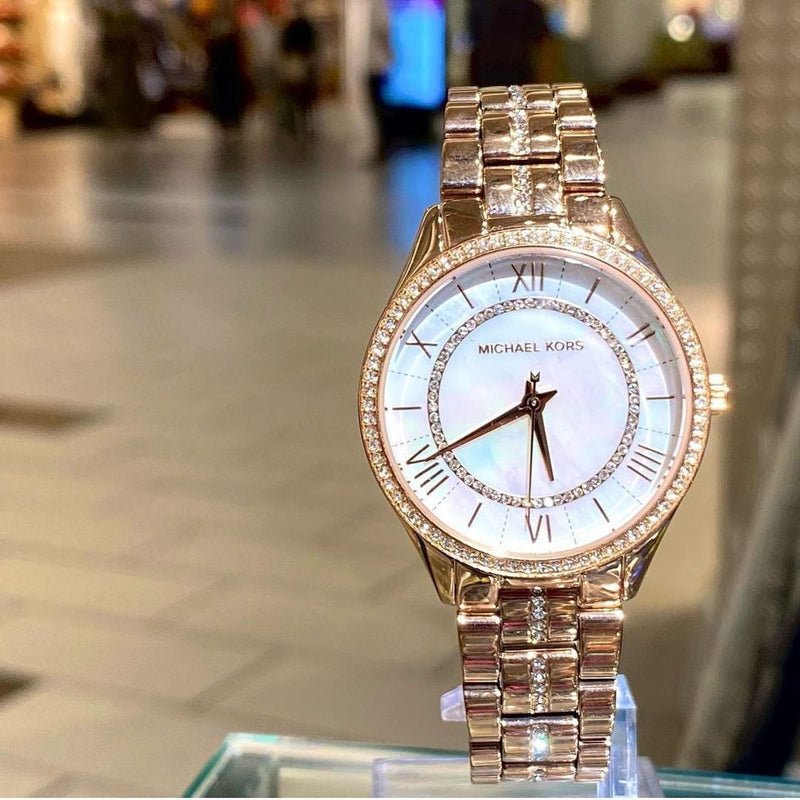 Michael Kors Lauryn Mother of Pearl Dial Rose Gold Steel Strap Watch for Women - MK3716 Buy Now By Michael Kors