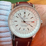 Shop Breitling Navitimer 1 Automatic 41mm White Dial Brown Leather Strap Mens Watch - A17326211G1P1 in USA