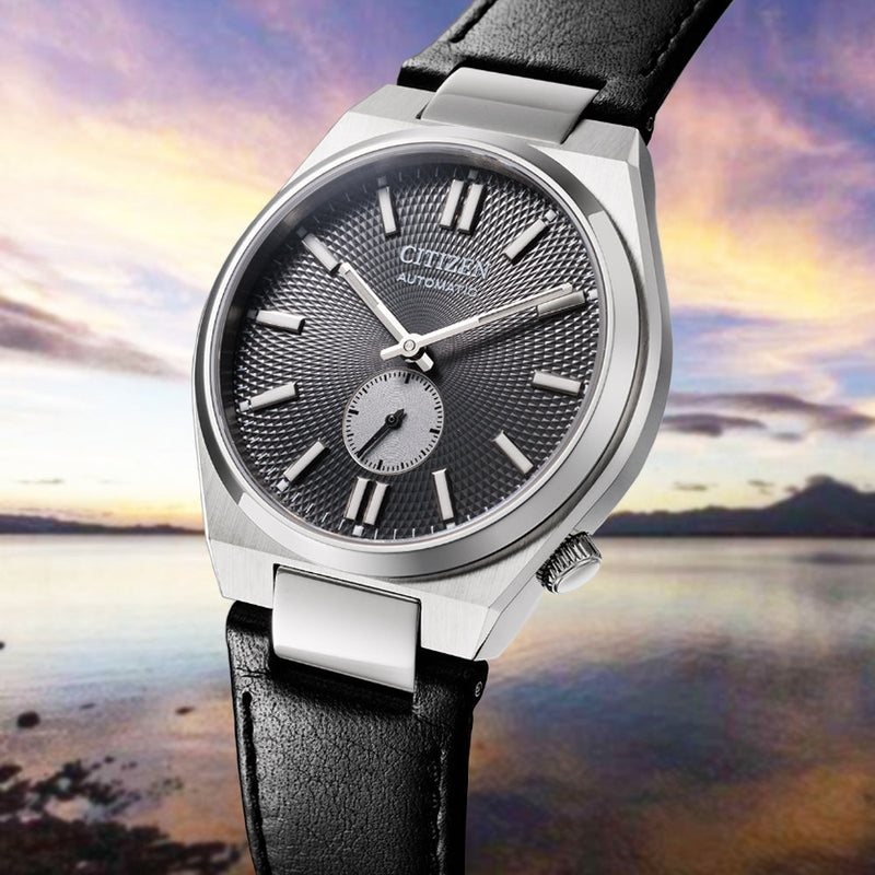 Citizen Tsuyosa Automatic Grey Dial Black Leather Strap Watch for Men - NK5010-01H
