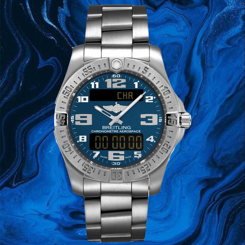 Breitling Aerospace Evo Blue Dial Silver Steel Strap Watch for Men - E79363101C1E1