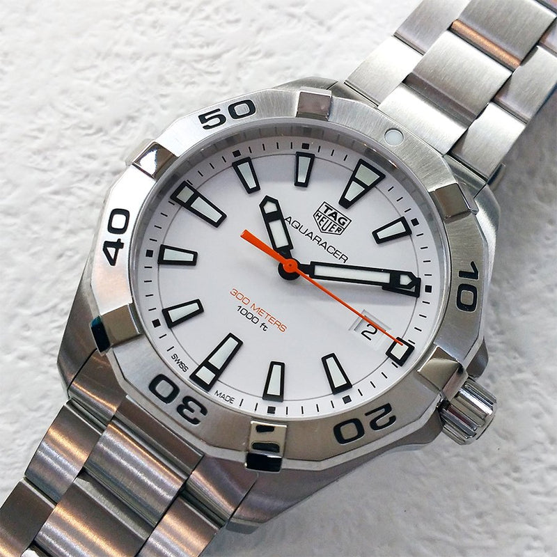 Tag Heuer Aquaracer Quartz White Dial Silver Steel Strap Watch for Men - WBD1111.BA0928 Buy Now By Tag Heuer