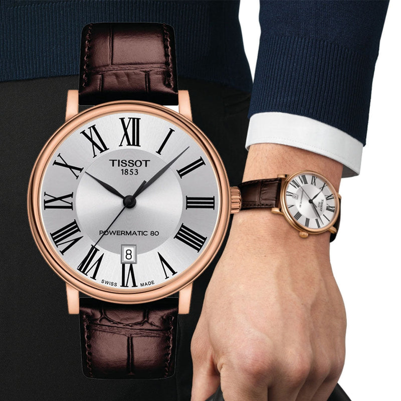 Tissot Carson Premium Powermatic 80 Silver Dial Brown Leather Strap Watch For Men - T122.407.36.033.00 Buy Now By Tissot