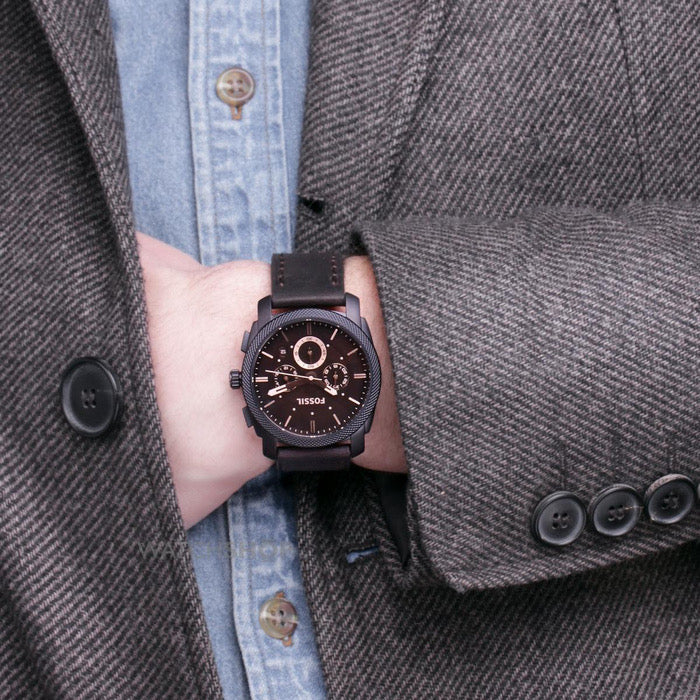Fossil Machine Flight Chronograph Brown Dial Brown Leather Strap Watch for Men - FS4656 Buy Now By Fossil