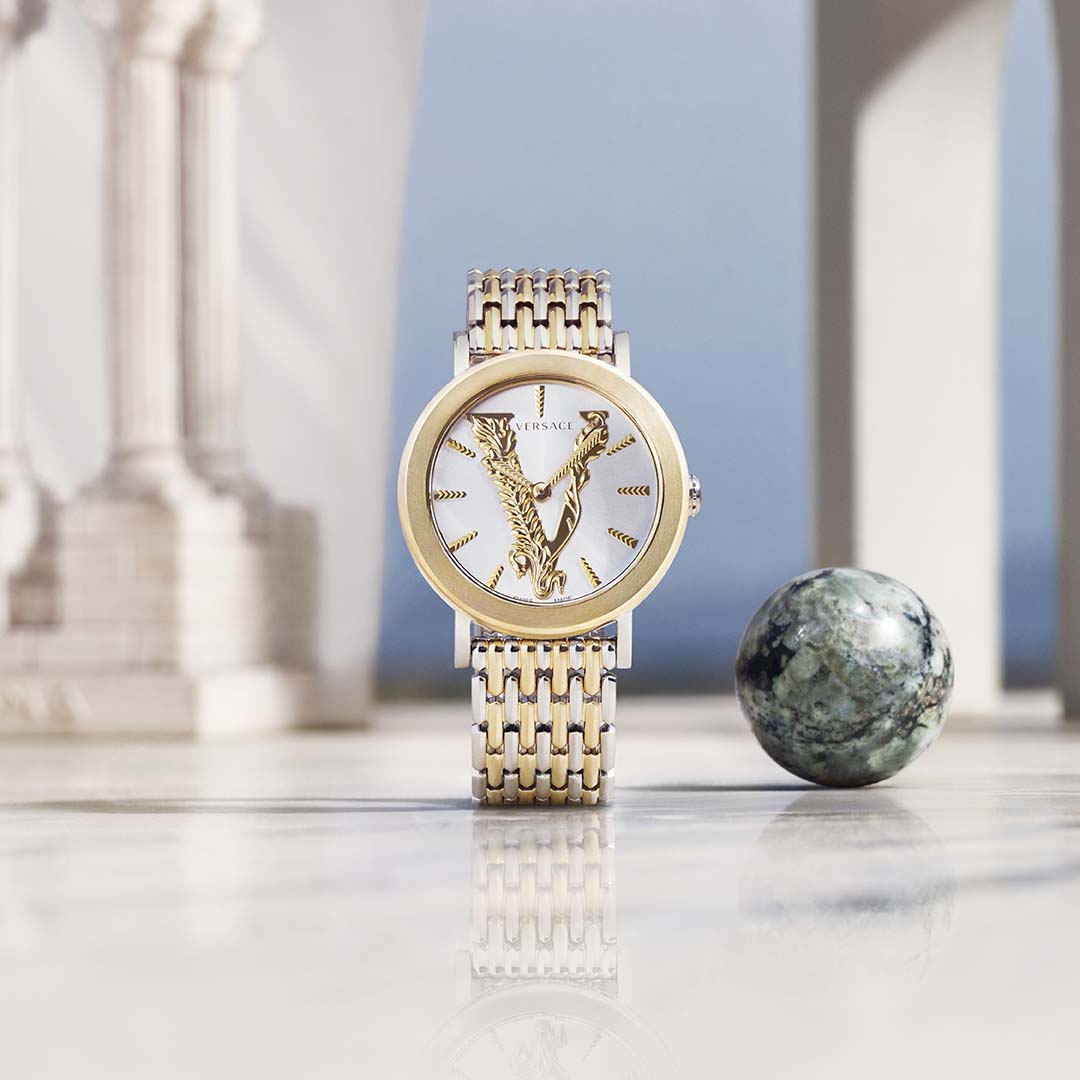 Versace Virtus Quartz White Dial Two Tone Steel Strap Watch for Women - VEHC00719