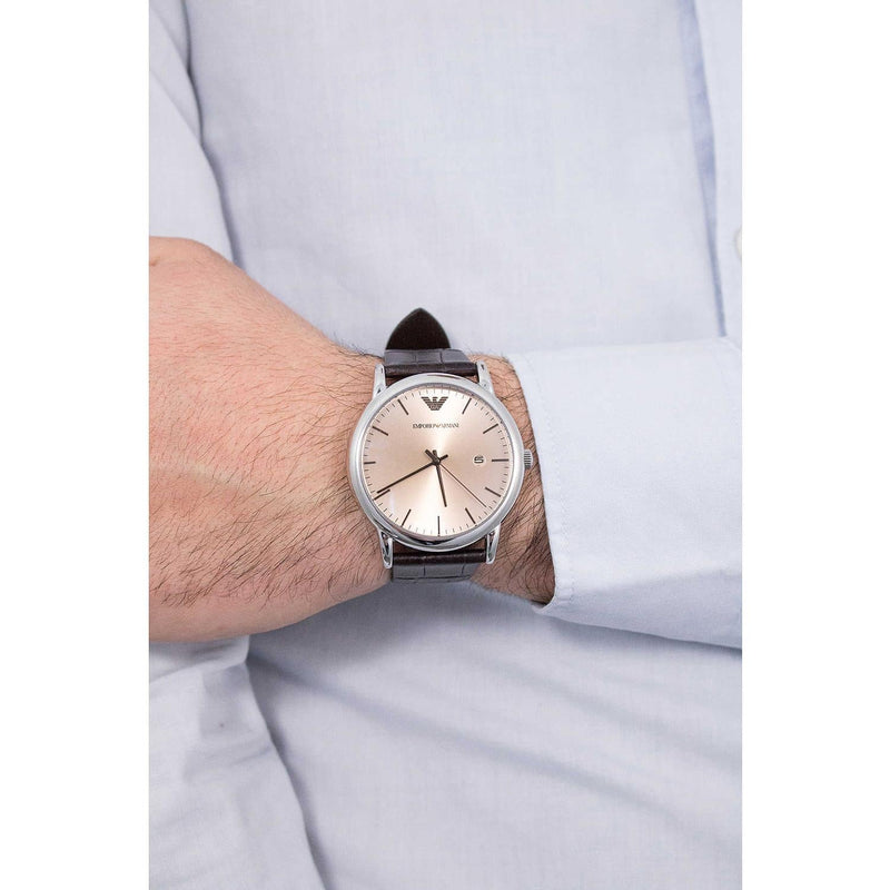 Emporio Armani Luigi Analog Bronze Dial Brown Leather Strap Watch For Men - AR11096 Buy Now By Emporio Armani