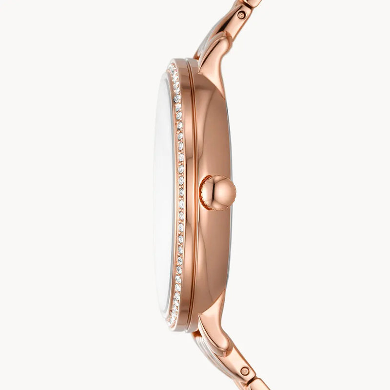 Fossil Jacqueline Analog Moonphase Mother of Pearl White Dial Rose Gold Steel Strap Watch for Women - ES5165 Buy Now By Fossil