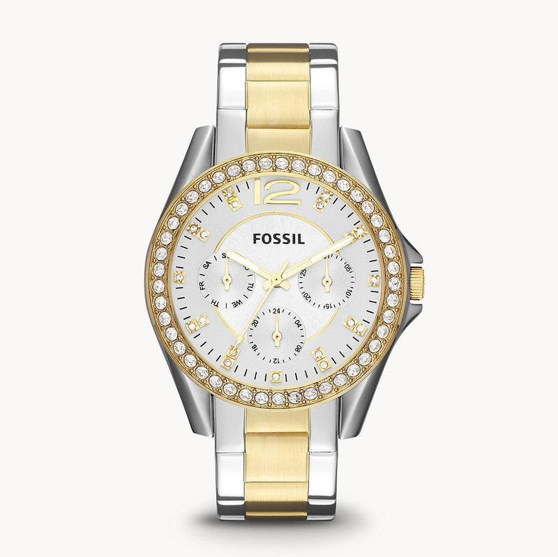 Fossil Riley White Dial Two Tone Steel Strap Watch for Women - ES3204 Buy Now By Fossil