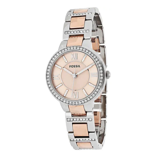 Fossil Virginia Rose Gold Dial Two Tone Steel Strap Watch for Women - ES3405 Buy Now By Fossil