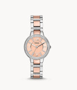 Fossil Virginia Rose Gold Dial Two Tone Steel Strap Watch for Women - ES3405 Buy Now By Fossil