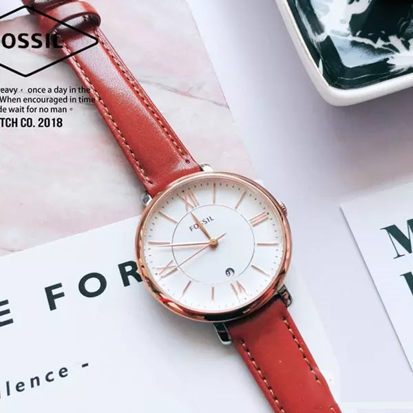 Fossil Jacqueline White Dial Brown Leather Strap Watch for Women - ES3842 Buy Now By Fossil