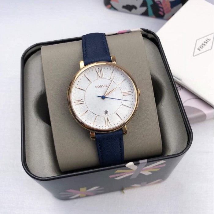 Fossil Jacqueline White Dial Blue Leather Strap Watch for Women - ES3843 Buy Now By Fossil