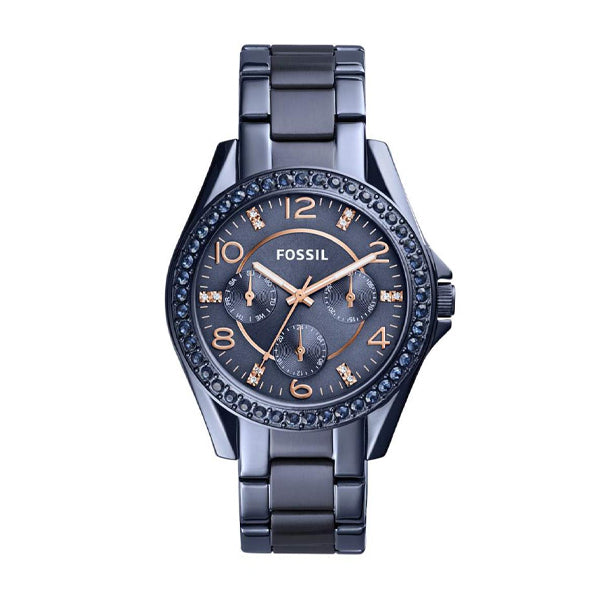 Fossil Riley Quartz Blue Dial Blue Steel Strap Watch for Women - ES4294 Buy Now By Fossil