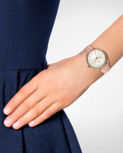 Fossil Tailor Quartz White Dial Pink Leather Strap Watch for Women - ES4393