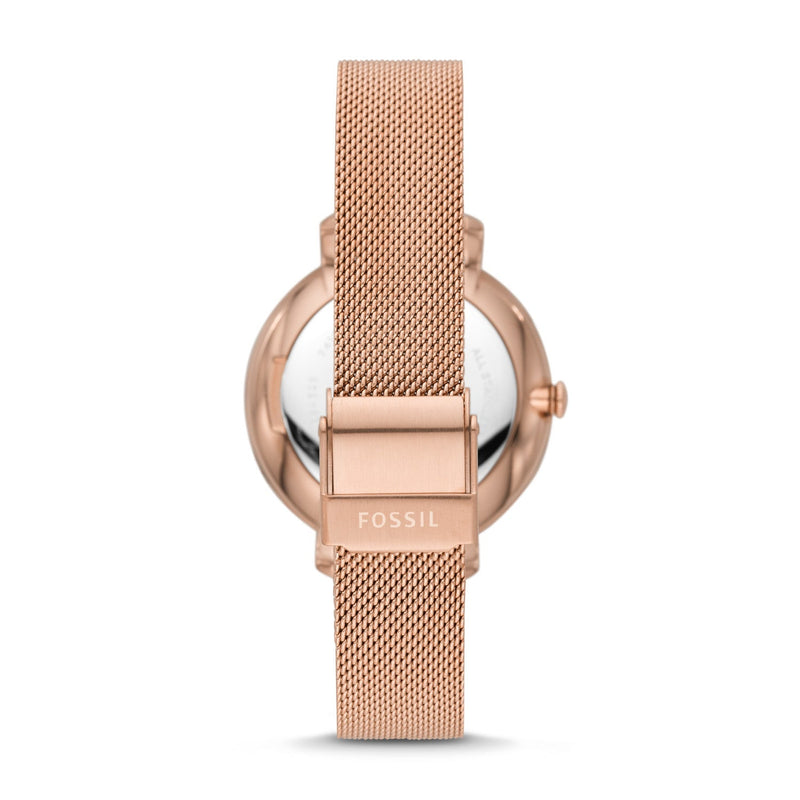 Fossil Jacqueline Quartz Rose Gold Dial Rose Gold Mesh Strap Watch for Women - ES4628 Buy Now By Fossil