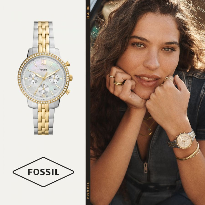 Fossil Neutra Chronograph Mother of Pearl White Dial Two Tone Steel Strap Watch for Women - ES5216 Buy Now By Fossil